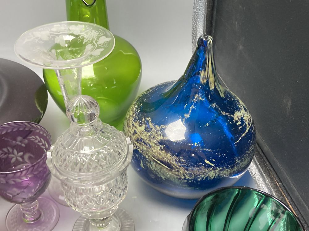 A collection of 18th, 19th and 20th century coloured and clear glassware